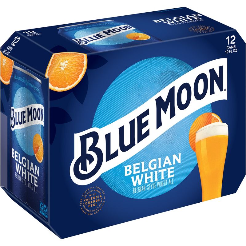 Blue Moon Belgian White Wheat Ale Beer - 12pk/12 fl oz Cans, 1 of 11