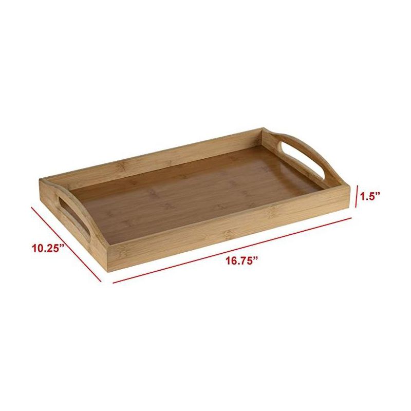Bamboo Serving Tray with Handles - Serving platters Great for Tea Tray, Dinner - Wooden Tray with Handles - Coffee Table Tray for Breakfast HomeItUsa, 4 of 6