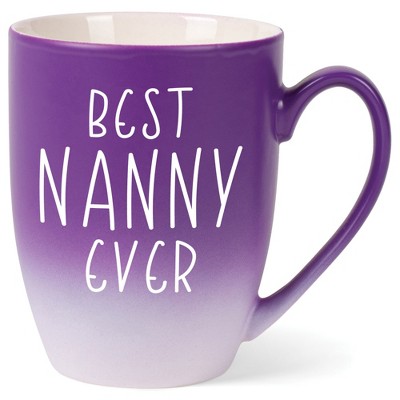 Elanze Designs Best Nanny Ever Two Toned Ombre Matte Purple and White 12 ounce Ceramic Stoneware Coffee Cup Mug