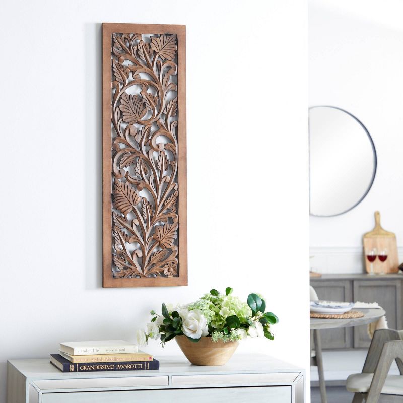 Wood Floral Handmade Intricately Carved Wall Decor - Olivia & May, 2 of 10