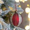 NAYSAYE Party Decoration and Accessories Set of 4 Glass Christmas Ball Ornament for Holiday Celebration, Red, 4.7"*4.7"*0.11" - 2 of 4