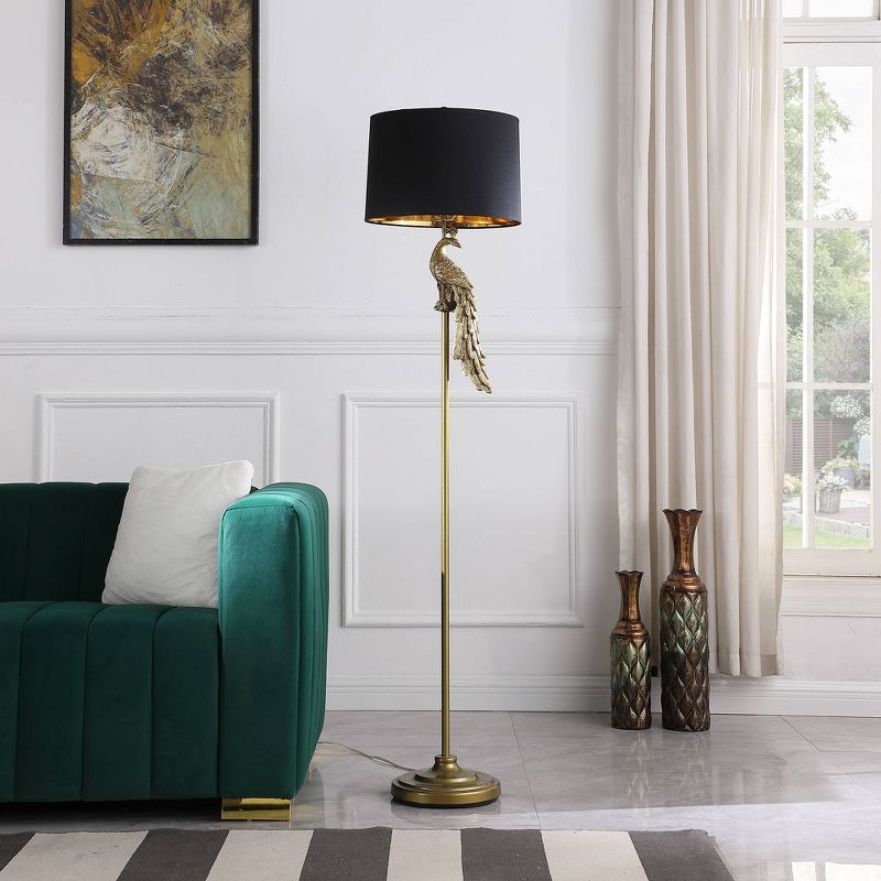 64.5&#34; Modern Elegance Golden Peacock on A Pedestal Polyresin Floor Lamp - Ore International, 3 of 7