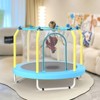 SEVOBAL 55" Trampoline for Kids with Enclosure Indoor Outdoor Small Toddler Trampoline with Basketball Hoop for Boys Girls, Blue, 55"*55"*44" - 2 of 4