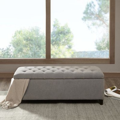 CAVINAS Accent Bench without Arms, Tufted Upholstered Storage Bench with Wood Legs for Bedrooms, Ottomans with Storage and Button Tufted Top