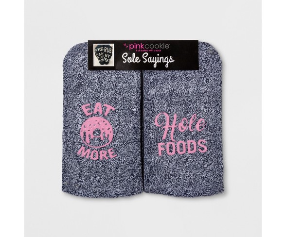 Women's "Eat More Hole Foods" Terry Socks - Blue One Size