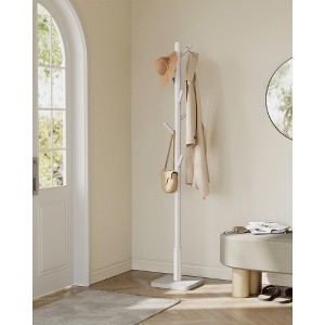 VASAGLE 8 Hooks Solid Wood Coat Rack Wood Hall Tree Coat Rack Stand with Stable Square Base 3 Height Options Office - 1 of 4