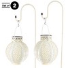 Set of 2 Solar Outdoor Lights - Hanging or Tabletop Rechargeable LED Lantern Set with 2 Shepherd Hooks for Outdoor Decor by Pure Garden (White) - 3 of 4