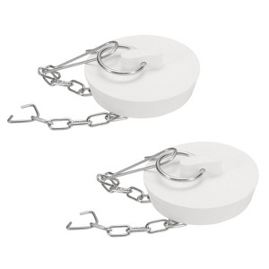 Unique Bargains Rubber Stainless Steel Beaded Chain with Pull Ring Drain Stoppers 2 Pcs - 1 of 4