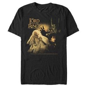 Men's The Lord of the Rings Fellowship of the Ring Gandalf Frodo and Sauron Logo T-Shirt - 1 of 4