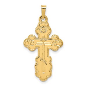 Black Bow Jewelry 14k Yellow Gold Eastern Orthodox Cross Pendant, 18 x 34mm - 1 of 4