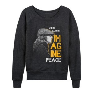 Women's - John Lennon - John Lennon Profile Lightweight French Terry Wide Neck Long Sleeve Graphic Shirt - 1 of 4