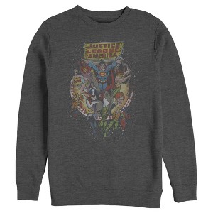 Men's Justice League Vintage Hero Collage Sweatshirt - 1 of 3