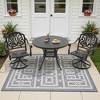 3-Piece Round Cast Aluminum Patio Set with Swivel Chairs,Brown Cushions - 3 of 4