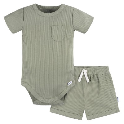 Gerber Baby Boys' Bodysuit and Shorts - Olive - 12 Months - 2-Piece