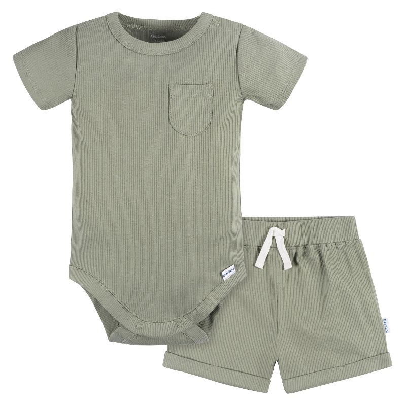 Gerber Baby Boys' Bodysuit and Shorts, 2-Piece, 1 of 7