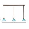 Toltec Lighting Any 3 - Light Chandelier in  Bronze with 7" Teal Crystal Shade - 2 of 2