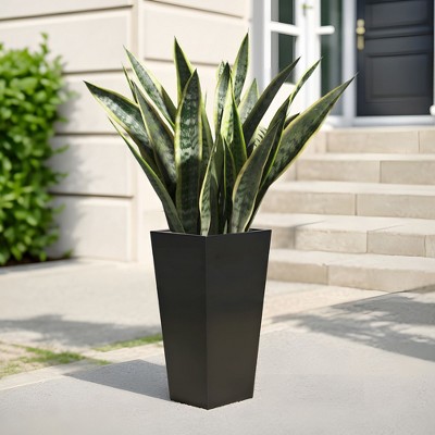 Okak 25.5 Inch Metal Tapered Planter Large Garden Pot with Drainage Hole & Rubber Plug for Patio, Commercial Spaces