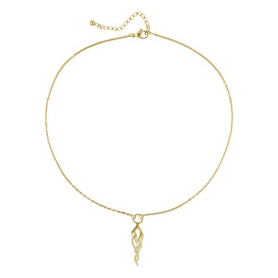 Slate by Rebl Dangle Pendant Chain Necklace  18K Gold Plated Stainless Steel