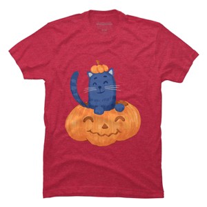 Men's Design By Humans Halloween Cat In A Pumpkin By wubbadub T-Shirt - 1 of 4