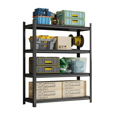 Syemin Utility Storage Shelves Garage Storage Rack, 4-Story Heavy Duty Shelve, Adjustable Shelving Unit, Industrial Shelf, Black, 39.4"*13.8"*44.1"