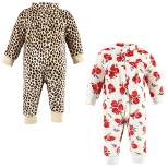 Hudson Baby Infant Girl Plush Jumpsuits, Red Rose Leopard