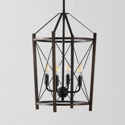 Peltier 4-Light Black and Brown LED Pendant Light