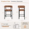 Arceso Barrel Bar Stools Set of 2, 26 Inch Upholstered Barstools with Arms & Metal Frame, Counter Height Bar Stools with Curved Backrest - 2 of 4
