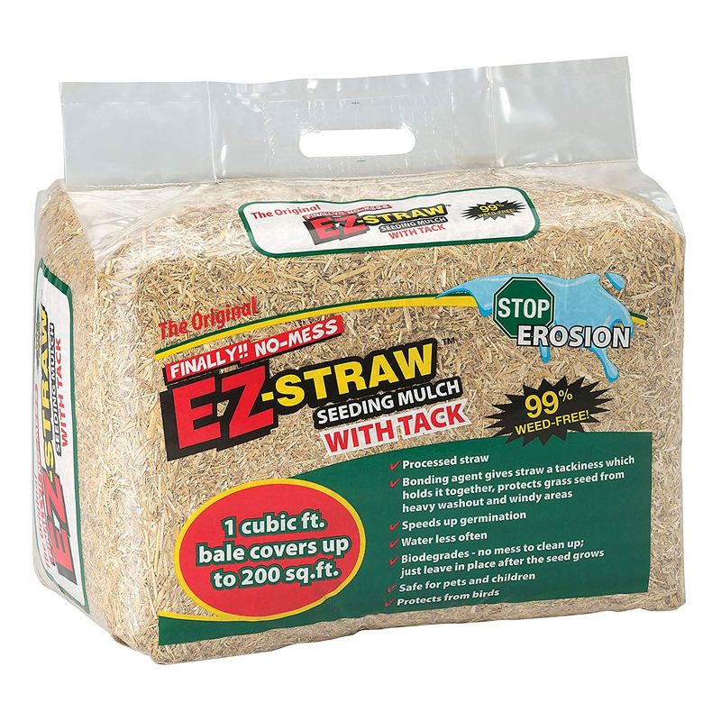 Rhino Seed EZ Straw 1 Cubic Foot Seeding Mulch Premium Processed Straw Bale with Tackifier and 200 Square Feet of Coverage (4 Pack), 2 of 7