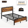Queen Bed Frame with Headboard, Flannel Stool and 2 Storage Drawers, Metal Platform Bed Frame, Safe Rounded Corners, No Noise, No Box Spring Needed - 2 of 4