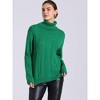 Allegra K Women's High Low Split Long Sleeve Turtleneck Cable Knit Sweater Jumpers - 2 of 4