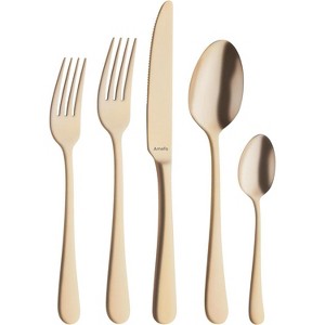 Amefa Austin Gold 20-Piece Premium 18/0 Stainless Steel Flatware Set, Satin Golden Finish, Silverware Set Service for 4, Rust Resistant Cutlery - 1 of 4