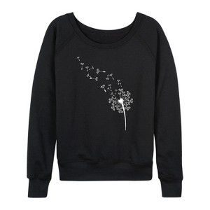 Women's - Instant Message - Dandelion Seeds Lightweight French Terry Wide Neck Long Sleeve Graphic Shirt - 1 of 4