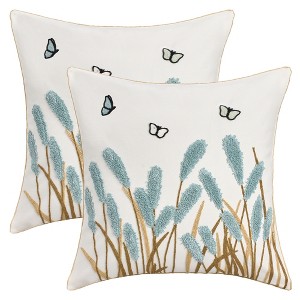 REGALWOVEN Cotton Boho Decorative Plant Embroidery Soft Square Throw Pillow Covers 18 x 18 Inch 2 Packs - 1 of 4