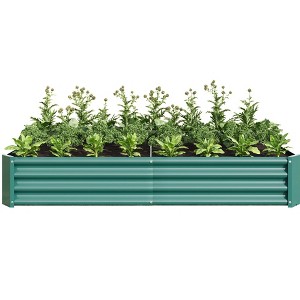 Gulches Green Metal 7.6x3.7x0.98ft Raised Planters Kit - Suitable for Planting Flowers or Vegetables - 1 of 4