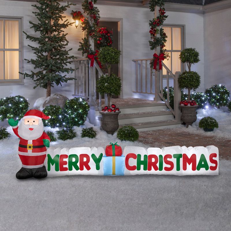 Gemmy Christmas Inflatable "Merry Christmas" Sign with Santa, 3 ft Tall, Multi, 2 of 7