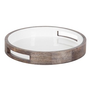 Kate and Laurel Ehrens Tray, 15" Diameter, Gray and White - 1 of 4