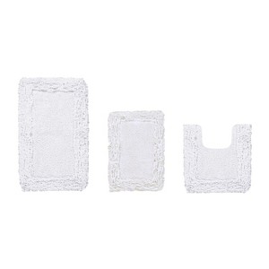 Shaggy Border Collection 3-Piece Bath Rug Set 100% Cotton Tufted Weave Ruffle Border Pattern Bathroom Rug for Machine Washable Bathmat - 1 of 4