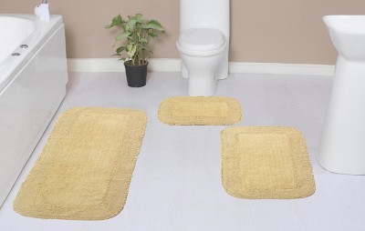 Radiant Collection Cotton Ruffle Pattern Tufted Set of 3 Bath Rug Set - Home Weavers