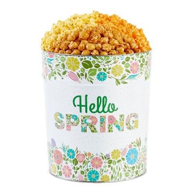 The Popcorn Factory 3.5 Gallon Swing into Spring Popcorn Gift Tin, (Robust Cheddar, Butter, Caramel) Popcorn Lovers, Snack Gifts, Movie Night Snacks