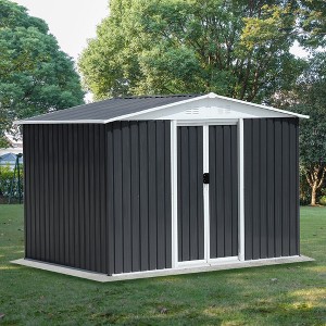 CAVINAS Outdoor Storage Shed Metal Garden Shed with Single Door and Apex Roof for Garden - 1 of 4