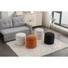 Okak Modern Round Ottoman Bench Vanity Stool Chair Soft Boucle Upholstered Makeup Footrest Stool for Couch Living Room Bedroom Entrance, White - 4 of 4