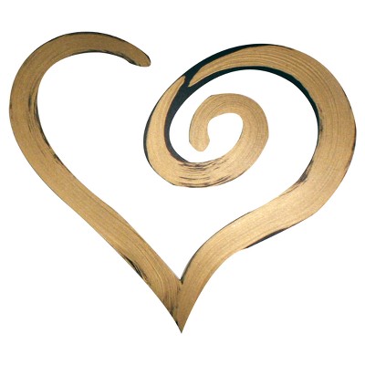 13" x 15" Hand Painted 3D Wall Sculpture Swirl Heart Bronze - Letter2Word