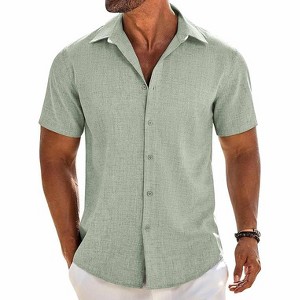 COOFANDY Button Down Shirt Short Sleeve Casual Shirts Linen Shirts - 1 of 4