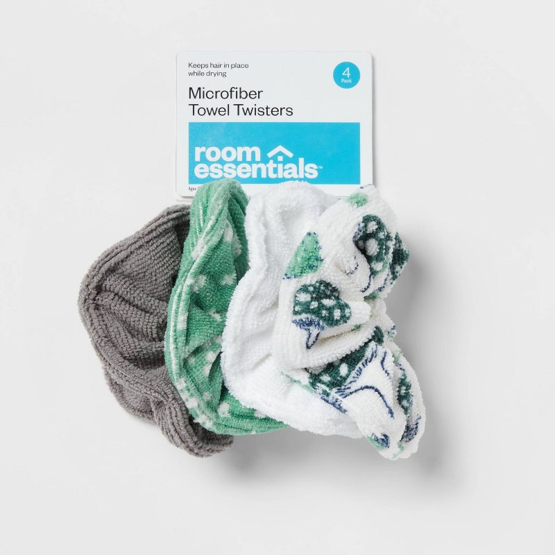 4pk Microfiber Hair Drying Towel Twisters Green - Room Essentials&#8482;, 3 of 5
