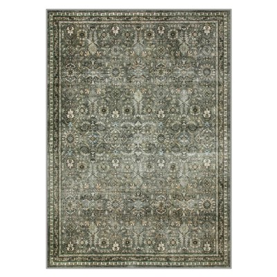 Lahome Vintage Full Coverage Floral Border Short Pile Velvet Rectangular Indoor Area Rug
