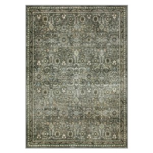 Lahome Vintage Full Coverage Floral Border Short Pile Velvet Rectangular Indoor Area Rug - 1 of 4
