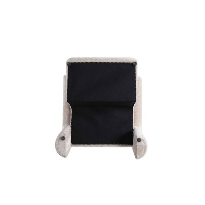 Beige Chenille Upholstered Accent Chairs with Pine Wood Base, Set of 2