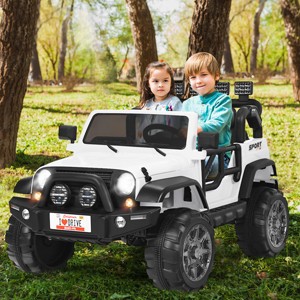 Infans 12V Kids Ride On Car 2 Seater Truck RC Electric Vehicle w/Storage White - 1 of 4