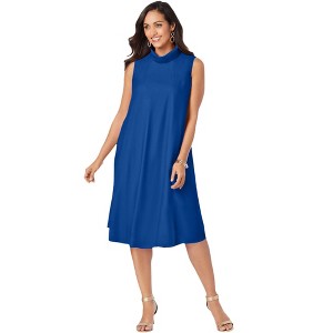 Jessica London Women's Plus Size Georgette Mock Neck Dress - 1 of 4