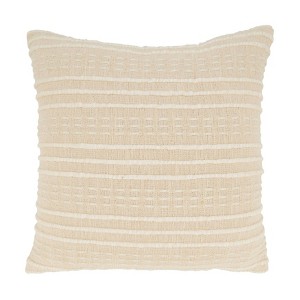 20"x20" Oversize Textured Zig Zag Woven Down Filled Throw Pillow - Saro Lifestyle: Cotton Blend, Indoor Square Cushion with Zipper - 1 of 3
